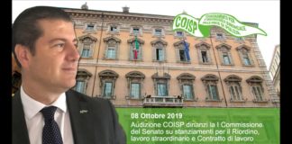 Audizione COISP dinanzi la I^ Commissione del Senato su stanziamenti per il Riordino, lavoro straordinario e Contratto di lavoro