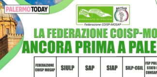 Palermo, la Federazione COISP-MOSAP primo Sindacato di Polizia. L’articolo di Palermo Today